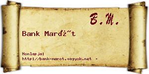 Bank Marót névjegykártya